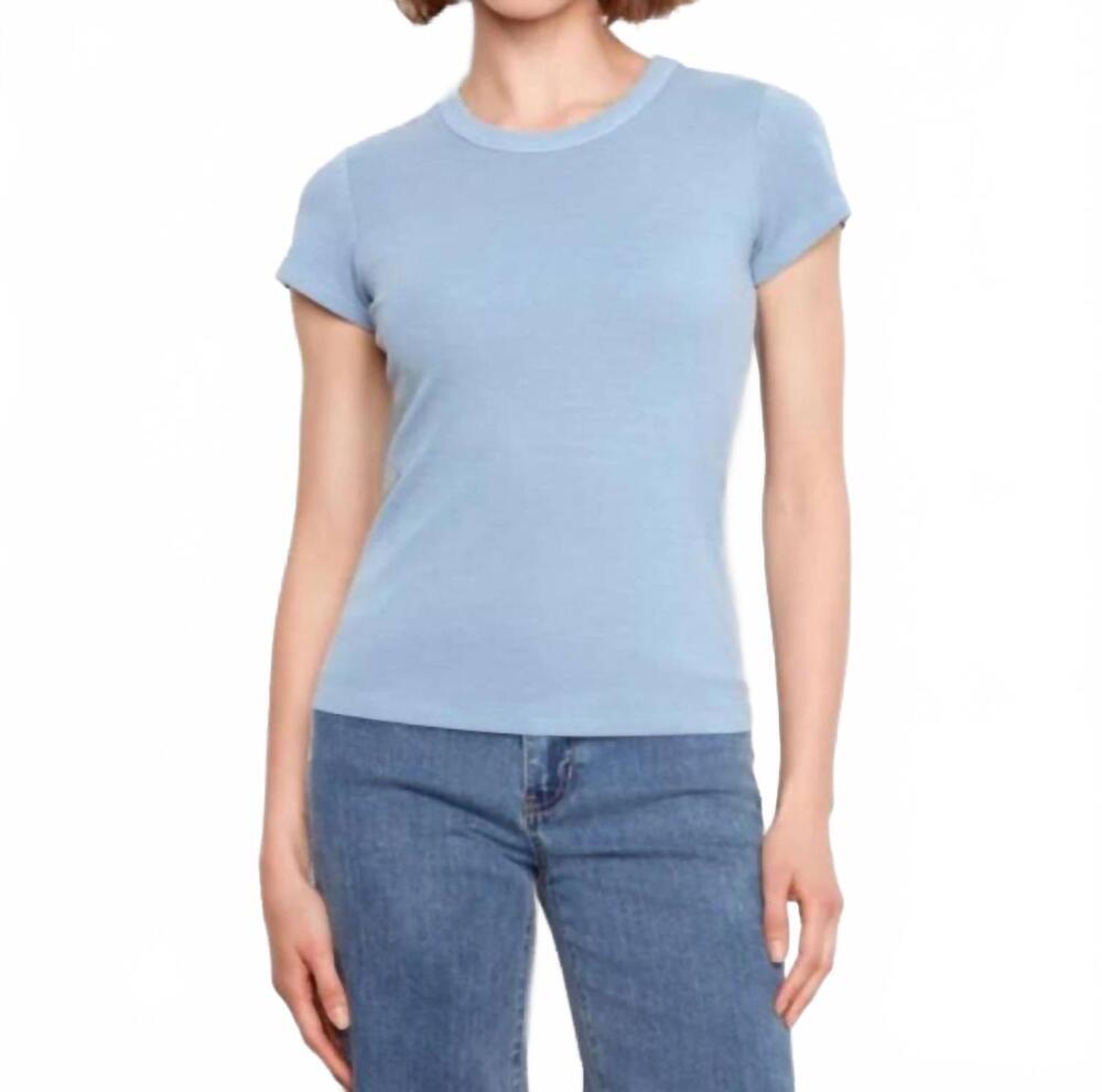 NEW CHARLIE B tencel rib crew t-shirt in blue